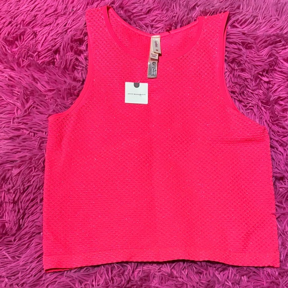 Anthropologie Sleeveless Open-Stitch Shimmer Tank Top - Picture 5 of 5